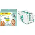 Pampers Baby Windeln Größe 3 (6-10kg) Premium Protection, 204 Stück, MONATSBOX & Aqua Pure Baby Feuchttücher, 864 Tücher (18 x 48) Mit 99% Purem Wasser, Dermatologisch Getestet