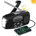 Radio Solar de Emergencia Radio FM/Am/NOAA Manivela de la Mano Radio - Radio de Emergencia con 4000mAh como Power Bank 3-LED Linterna Alarma SOS