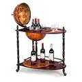 Goplus 34" Wood Globe Wine Bar Stand 16th Century Italian Rack Bigger Shelf for More Liquor Bottle