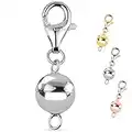 Magnetic Ball Lock with Lobster Clasp in Rhodium Plated 925 Sterling Silver Metal Weight 1 Gram Lightweight and Easy to wear Dual-Clasp Design Jewellery Metal Weight 1 Grams