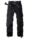 Toomett Cargo Pants for Men,Men's Outdoor Casual Military Tactical Wild Combat Relaxed FitWork Camo Pants with 8 Pockets,6058CA,Black,34