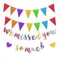 Wir haben dich so sehr vermisst Banner mit Triangle Flag Glitter Bunting,Willkommen zu Hause Banner,Willkommen Zuhause Banner Wimpel,Bunte Willkommen Zuhause Banner für Decoration Familie Party