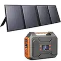 ZeroKor Portable Solar Panel 40W and Portable Power Station 300W, Solar Generator Bundle with AC Outlet for Home Use Camping RV Travel Emergency