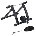 Soozier Foldable Indoor Bike Trainer, Stationary Bicycle Stand for Riding Exercise, 26-28" & 700C Wheels, Quick Release Skewer & Front Wheel Riser Block Included, Black