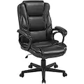 Yaheetech Big and Tall Office Chair Adjustable Desk Chair Ergonomic Computer Swivel Chair with Arms Wheels PU Leather for Home, Work, Study Black