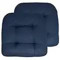 Sweet Home Collection Patio Cushions Outdoor Chair Pads Premium Comfortable Thick Fiber Fill Tufted 19" x 19" Seat Cover, 2 Count (Pack of 1), Navy Blue