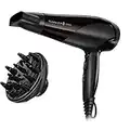 Remington Secador de Pelo Ionic Dry 2200, Iónico, Cabello Sin Encrespamiento, 2200 W, Concentrador y Difusor, 3 Temperaturas, 2 Velocidades, Rejilla Trasera Desmontable, Gancho Para Colgar, D3198