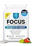 Brainzyme® Focus Original [Single Pack] Concentration Pills. Calm Focus & Energy. Caffeine + L-Theanine, Choline, Strong B-Vitamins. 6 Hour Energy Boost.