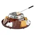 Nostalgia Tabletop Indoor Electric S'mores Maker - Smores Kit With Marshmallow Roasting Sticks and 4 Trays for Graham Crackers, Chocolate, and Marshmallows - Movie Night Supplies - Brown