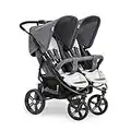 Hauck Roadster Duo SLX Passeggino Gemellare - Passeggino Doppio Dalla Nascita Fino a 30 kg, Compatibile con Navicella Morbida 2in1 - Pieghevole, Compatto - Grigio, Argento