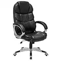 SONGMICS Office Executive Swivel Chair with 76 cm High Back Large Seat and Tilt Function Computer Chair PU Black OBG24BUK