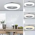 XEMQENER 75W Ceiling Fan with Lamps and Remote, Dimmable LED Fan Ceiling Light with 3 Wind Speed and Memory Mode for Living Room, Bedroom, Children's Room, 3000-6500K, Ø 55 cm, Grey+White