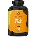 Maca 8000 Gold - 200 vegane Kapseln - enthält Eisen (trägt zur Verringerung von Müdigkeit bei) - Hochdosiert: 24.000mg PRO Tagesdosis - Premium Maca Wurzel Extrakt - Deutsche Produktion - TRUE NATURE®