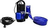 Professional EZ Travel Collection Submersible Drain Pump and 25' Water Hose, Sump Pump Kit for Pools, Hot Tubs, Water Tanks, Ponds, and More (2,000 GPH)