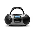 Aiwa BBTC-550BK Radio Cassette Portable avec CD, Bluetooth et USB, enregistreur de Cassettes Coloris : Gris métallisé.