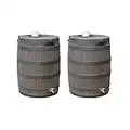 Good Ideas Rain Wizard 50 Gallon Plastic Rain Barrel Water Collector with Brass Spigot, Oak (2 Pack)