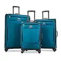 American Tourister Pop Max Softside Luggage with Spinner Wheels, Teal, 3-Piece Set (21/25/29)