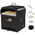 PIZZELLO 4 in 1 Outdoor Pizza Oven Wood Fired 2-Layer Detachable Outside Ovens With Pizza Stone, Pizza Peel, Cover, Cooking Grill Grate