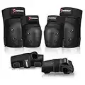 Forzueby Adult/Kids Knee Pads Elbow Pads Wrist Guards 6 in 1 Protective Gear Set for Inline Roller Skating Skateboarding Scooter BMX etc.