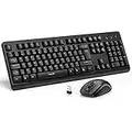 TECKNET Wireless Keyboard and Mouse Set, Ergonomic 2.4G Cordless Keyboard & Mouse Combo with Nano USB Receiver for PC, Laptop, Computer - QWERTY, UK Layout