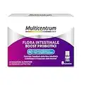 Multicentrum Flora Intestinale Boost Probiotici, Integratore Alimentare di Fermenti Lattici Vivi e Complesso Vitaminico Formulato per il Benessere dell'Intestino, 8 Flaconcini