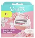 Gillette Venus Comfortglide Rasoio Donna Spa Breeze, 8 Lamette di Ricambio (da 3 Lame), per una Rasatura Fluida Profonda Duratura, Profumazione Tè Bianco