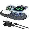 Wireless Charger 3 in 1 Charging Station Eisreho 15W Max Fast Wireless Charging Stand Dock for iPhone 14 13 12 11 Pro Max Airpods Pro iWatch SE Series, Wireless Charging Pad for Samsung S21