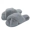 Fadezar Pantofole Peluche Donna Ciabatte da Casa Comode Invernali Moda Scarpe Sandali Slippers Grigio dimensione dell'etichetta 38/39 für EU 37/38