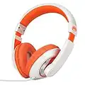 Rockpapa Comfort Kids Headphones, Over Ear Headphones Wired, Childrens Headphones with Adjustable Headband, Stereo Sound, Wired Headphones for Kids Girls Teens Adults (Orange)