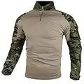 zuoxiangru Uomo Tattico Combattere Maglietta, Ripstop Traspirante Multicam Camicia per Militari A Caccia Airsoft (CP, EU 3XL=Tag 5XL)