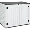 YITAHOME Outdoor Horizontal Storage Sheds w/o Shelf, Weather Resistant Resin Tool Shed, Multi-Opening Door for Storage of Bike, Trash Cans, Garden Tools, Lawn Mowers, 27 cu ft, Waterproof, Lockable