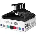 Plastic Clothes Hangers Heavy Duty - Durable Coat and Clothes Hangers - Lightweight Space Saving Laundry Hangers - Perfect Dorm Room Essentials for College Students Guys, Boys or Girls - 20 Pack Black