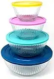 Pyrex 8-Piece 100 Years Glass Mixing Bowl Set (Limited Edition) - Assorted Colors Lids