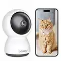 DEKCO Caméra Surveillance WiFi Intérieure 360°, 2K Camera WiFi 2.4Ghz, Vision Nocturne, Détection de Mouvement Suivi Intelligent, Audio Bidirectionnel, Compatible avec Alexa pour Bébé/Animaux