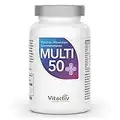 VITACTIV Mutli 50 plus - Multivitamin Komplex Menschen ab 50 - Vitamine, Mineralien, Spurenelemente - Vitamin B, C, E, K, D, Magnesium, Kalzium, Zink - Hochdosiert, Hormonfrei, ohne Jod - 60 Kapseln