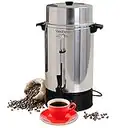 West Bend 33600 Highly Polished Aluminum Commercial Coffee Urn Features Automatic Temperature Control Large Capacity with Quick Brewing Smooth Prep and Easy Clean Up, 100-Cup, Silver