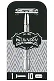 WILKINSON SWORD - Double Edge For Men | Premium Stainless Steel Safety Razor | Razor Handle + 10 Blade Refills