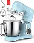 Mini Angel Electric Stand Mixer, 5.5 Quarts, Dough Hook, Flat Beater, Wire Whisk Attachments, 10+P Speeds with Splash Guard, Blue with DIY STICKERS