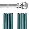 Silver Curtain Rods - Adjustable Curtain Rods for Windows 32 to 52 Inch - 1 Inch Heavy Duty Curtain Rods with Brackets for Door, Bedroom, Drapery, Valance, Kitchen, Bathroom