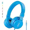 ONTA gorsun® Cuffie per Bambini, Pieghevoli Leggere On Ear Auricolari per Bambini Ragazzi e Ragazze, Comode Audio Cuffie per Bambina per Cellulare/Smartphone /Tablet/ Mp3-Blu