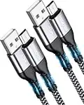 NINGKPOW Micro USB Kabel, [2Stück 2M] Nylon Ladekabel High Speed Android Handy Ladekabel für Samsung Galaxy S7/ S6/ S4/ J7/ J5/ Note 5, Huawei P Smart, Redmi, Nokia, Kindle, Wiko - Grau