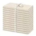 Showgeous 12 Pack Lin Serviettes en Coton 40 x 40cm Dîner Tissu Serviettes de Table Coton Lin Mélange Tissu Serviettes Lavable Lin Réutilisable Lin Table Serviettes pour Mariage Dîner Parties(Beige)