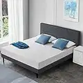 Molblly Queen Size Platform Bed Frame with Headboard and No Box Spring Needed,Non-Slip Without Noise, Strong Weight Capacity, Easy Assembly, Strong Wooden Slats, Large Storage Space, Dark Gray
