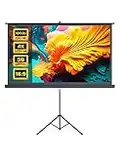 Projector Screen and Stand, HYZ 100 inch Large Indoor Outdoor PVC Movie Projection Screen 4K HD 16:9 Wrinkle-Free Design for Backyard Movie Night(Easy to Clean, 1.1Gain, 160°Viewing Angle&Carry Bag)