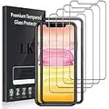 [4 Pack] LK 4 Pack Screen Protector for iPhone 11 and iPhone XR 6.1 inch, Tempered Glass Case Friendly, Alignment Frame Easy Installation - 3D Touch