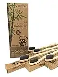 Bamboo Toothbrush, CHARCOAL, 5 PACK, SOFT Bristle Toothbrush For Sensitive Gums, Eco Friendly & Natural, BPA Free, Wooden Toothbrushes, Zero Waste Products, Organic, Vegan, Tooth Brush, Non Plastic, Environmental