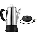 YINO Electric Coffee Percolator,Stainless Steel Stovetop Espresso Maker,12 Cup Electric Coffee Percolator 1.8L Coffee Percolator, Stove Top Coffee Mak