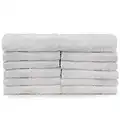 Bare Cotton 894-101-01 Eco Cotton Wash Cloths Dobby Border, Set of 12, Washcloths, White