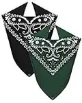 Van Der Rich ® - Lot de 2 Bandanas 100% Coton Foulard de tête pour Homme Femme (Noir-Khaki Foncé, TU)