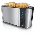 Arendo - Frukost 4 slice long slot toaster - double wall housing – with warming rack – 6 browning settings – auto bread centring – reheat defrost cancel function– remaining time display